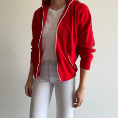 1970s Red Side Striped Zip Up Sweatshirt/Tracksuit Jacket