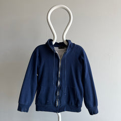 1970s Nicely Destroyed Navy Insulated Zip Up Hoodie