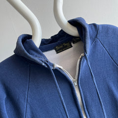 1970s Nicely Destroyed Navy Insulated Zip Up Hoodie