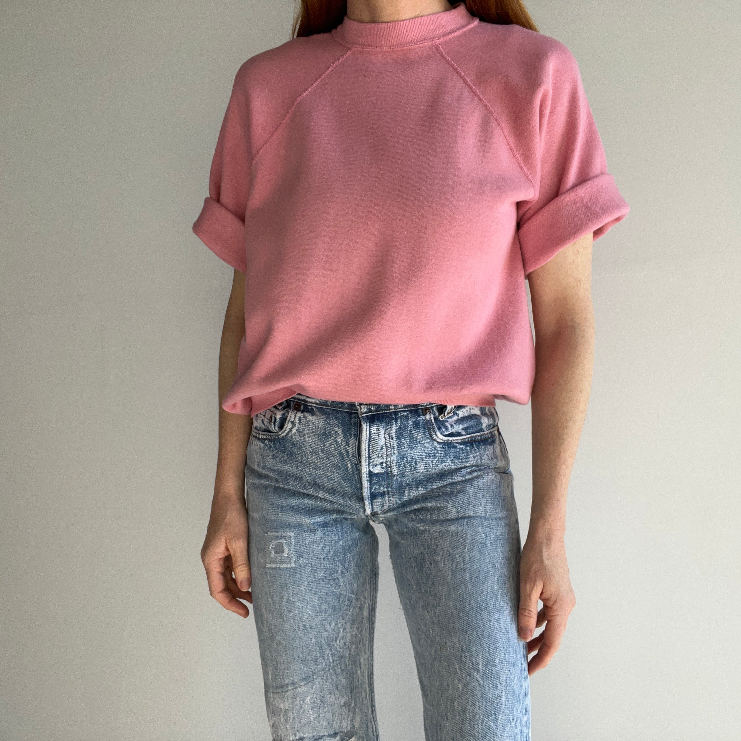 1980s Super Soft and Fleecy Bridesmaids Pink DIY Warm Up Sweatshirt