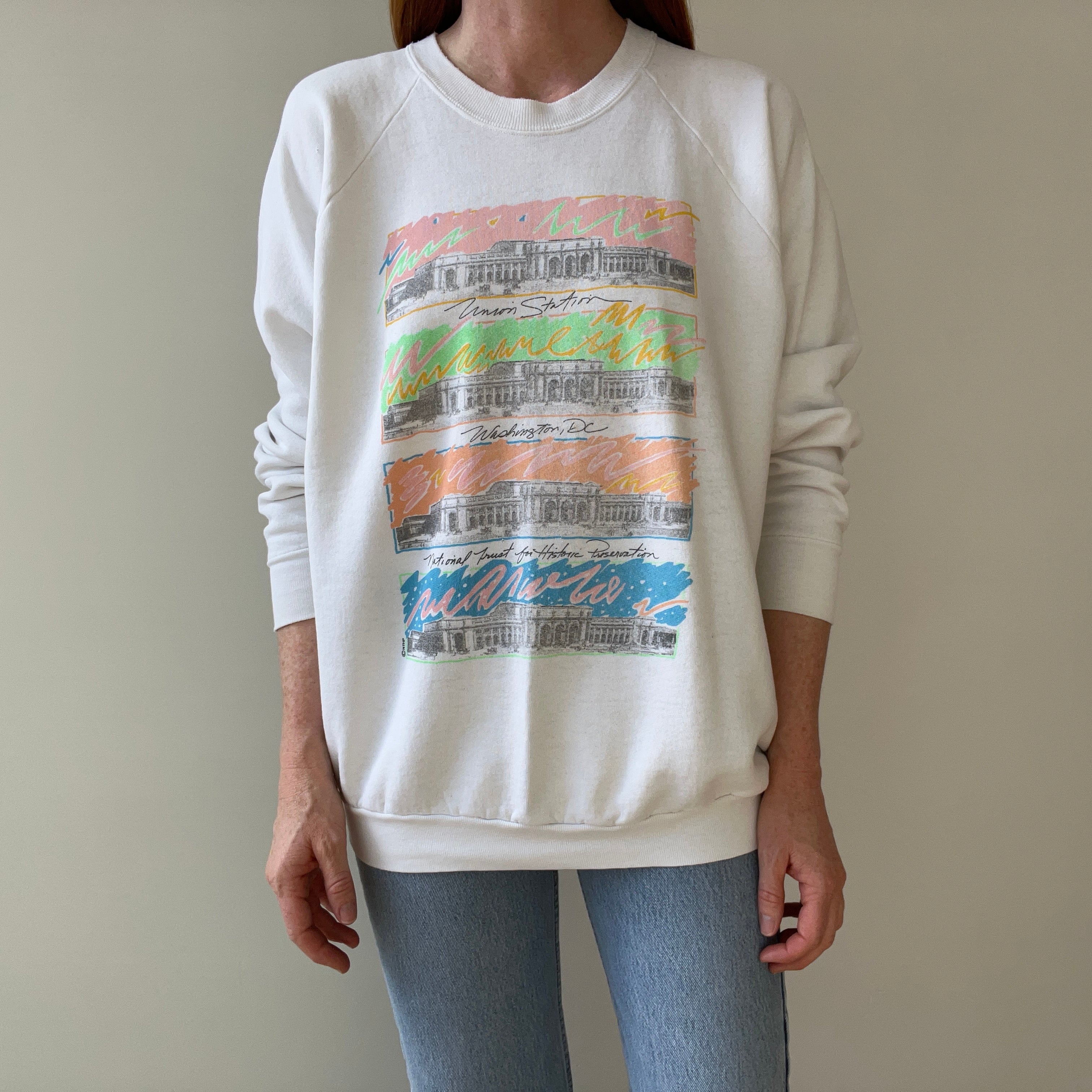 1980s Union Station, Washington DC, National Trust For Historic Preservation Thinned Out Sweatshirt