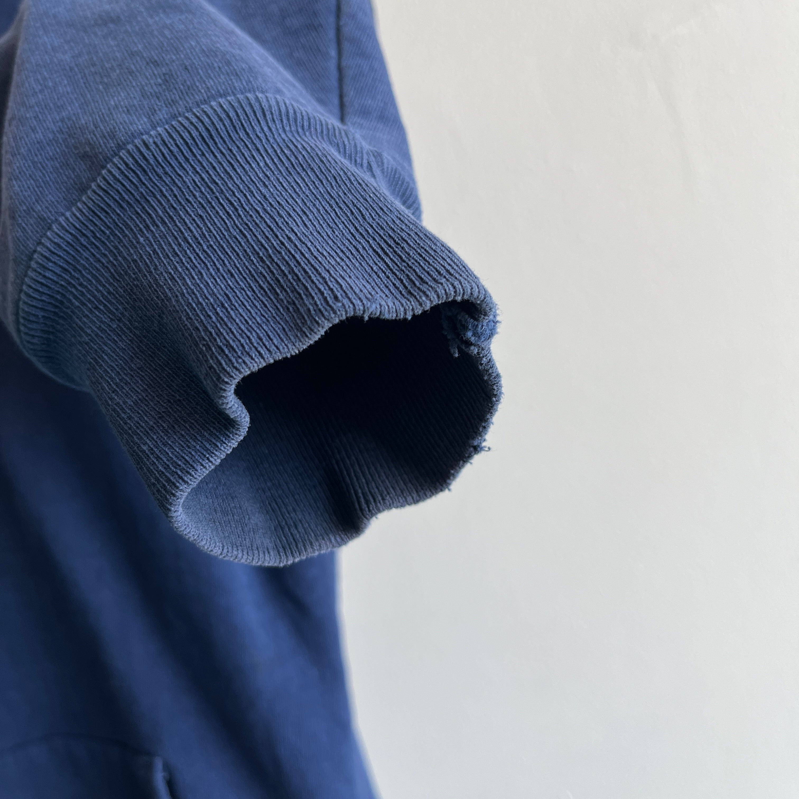 1970s Nicely Destroyed Navy Insulated Zip Up Hoodie