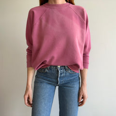 1980s Sun Faded Dusty Rose Blank Raglan Sweatshirt by Hanes Her Way HHW