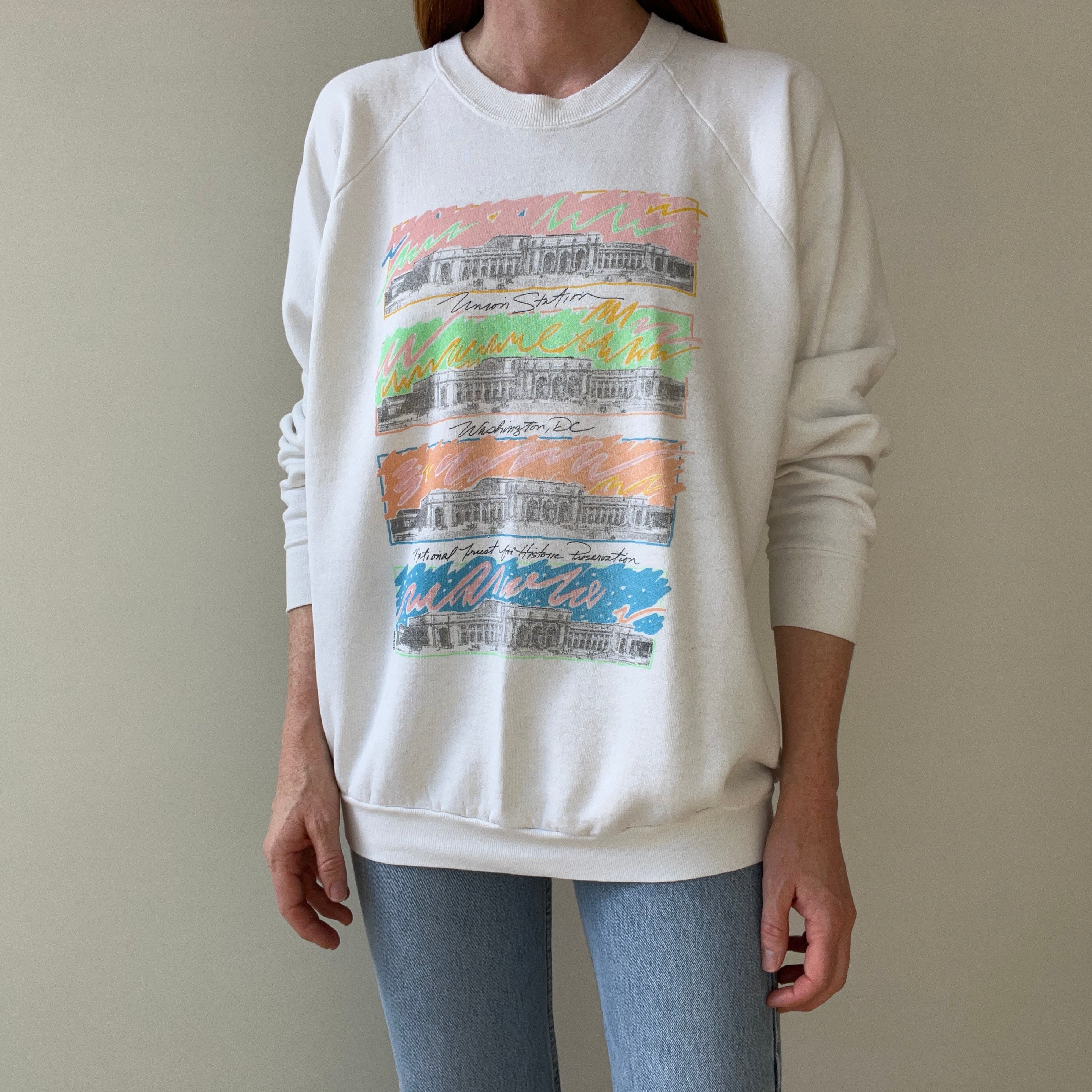 1980s Union Station, Washington DC, National Trust For Historic Preservation Thinned Out Sweatshirt