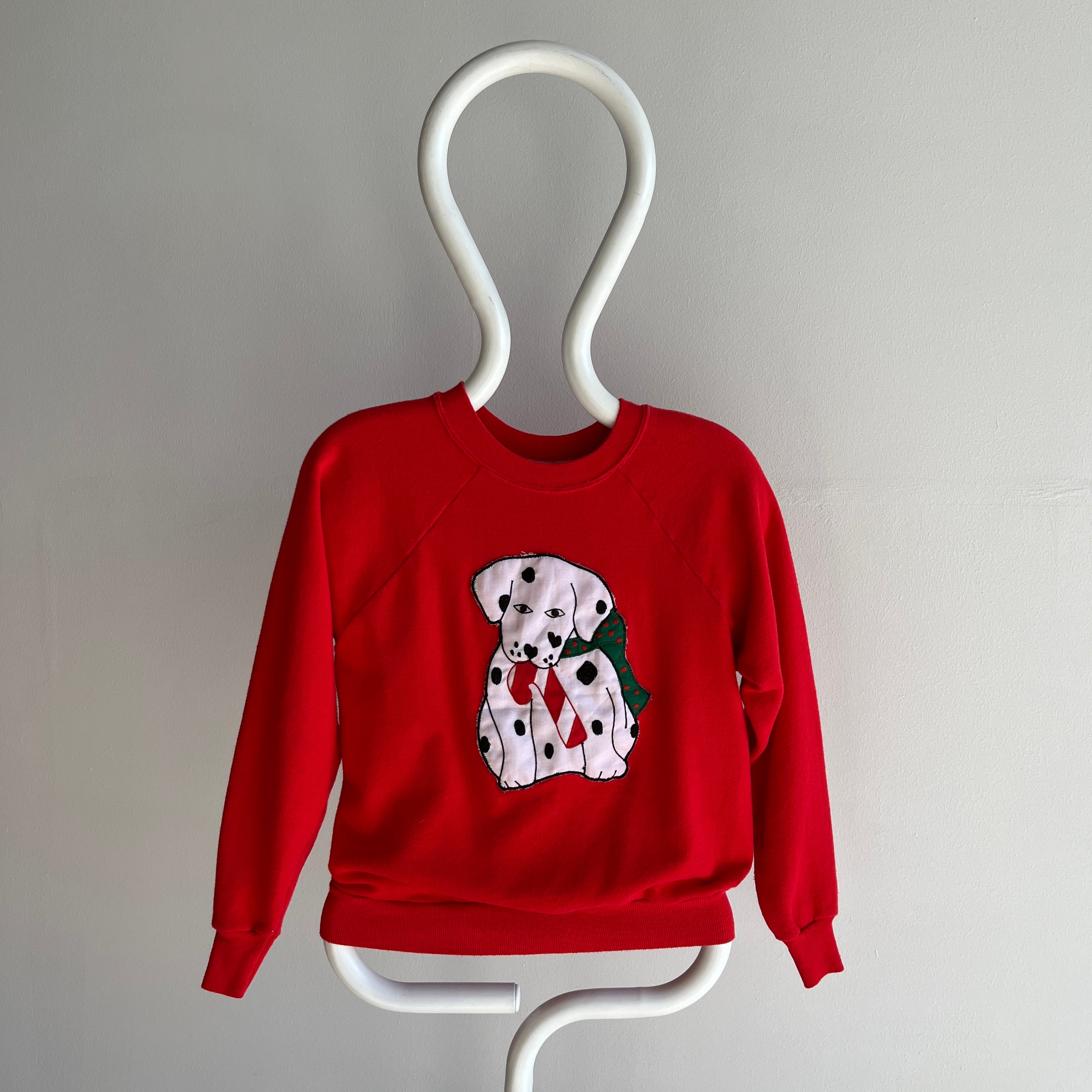 1980s Dalmatian Puppy and a Candy Cane Sweatshirt