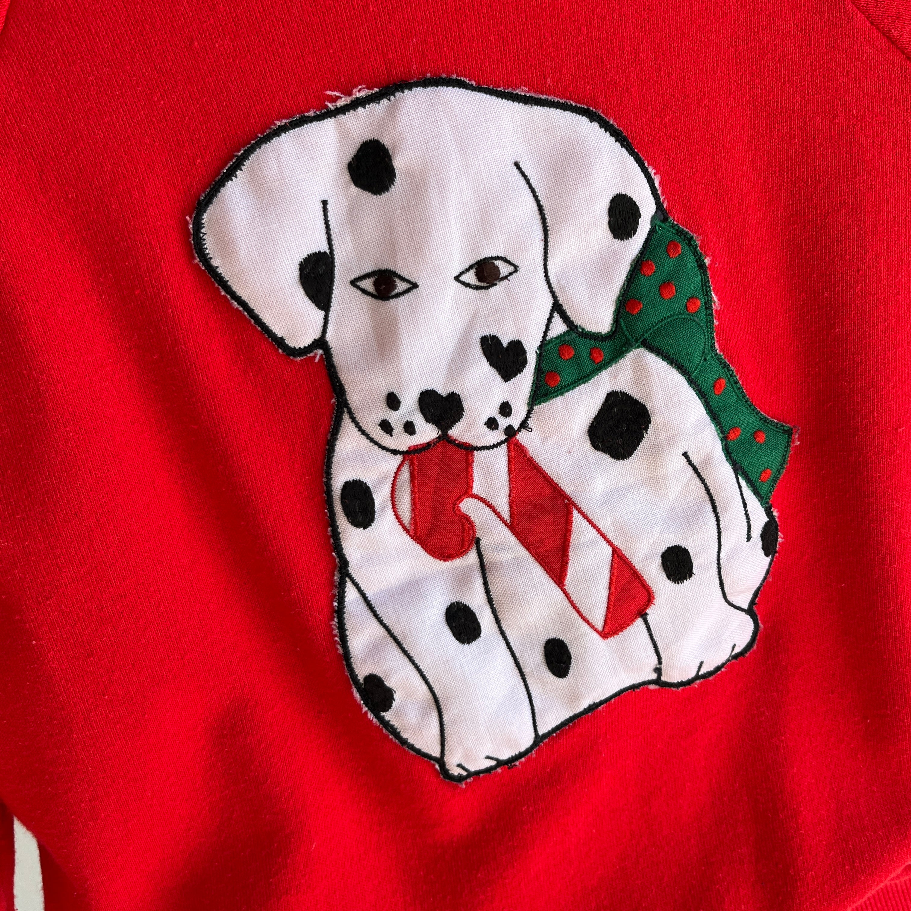 1980s Dalmatian Puppy and a Candy Cane Sweatshirt