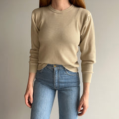 1980s Tan/Khaki/Boba Tea Colored Thermal Knit