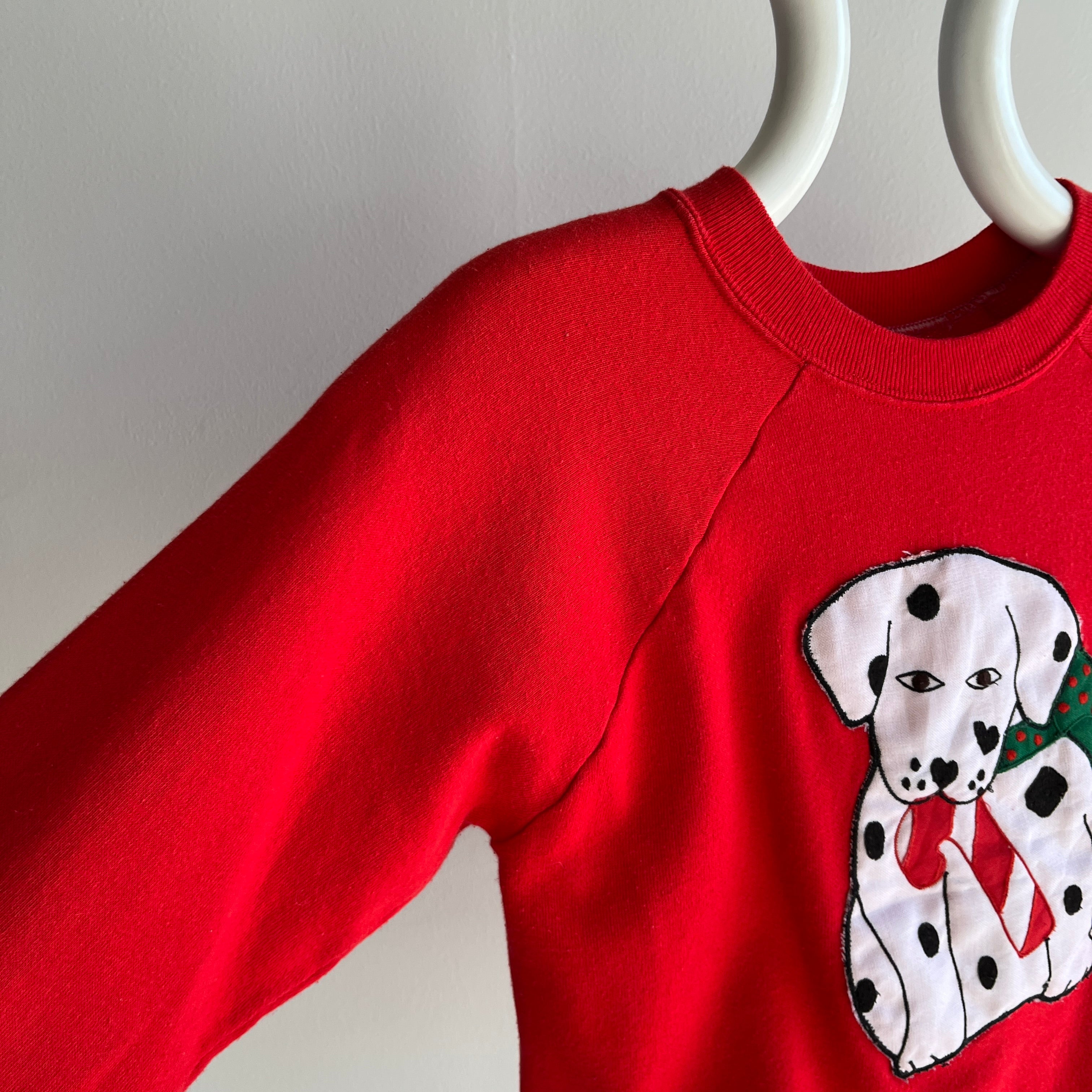 1980s Dalmatian Puppy and a Candy Cane Sweatshirt