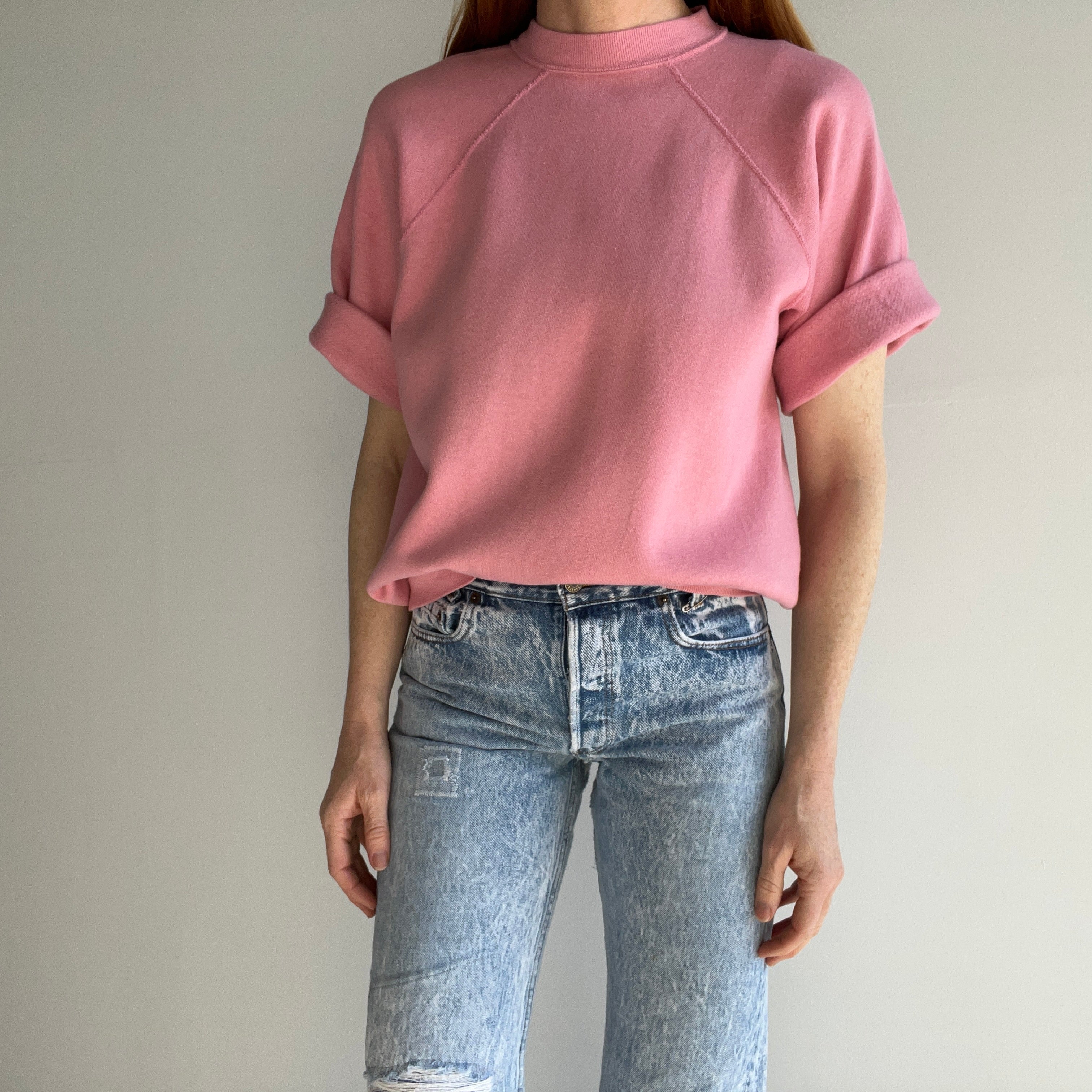 1980s Super Soft and Fleecy Bridesmaids Pink DIY Warm Up Sweatshirt