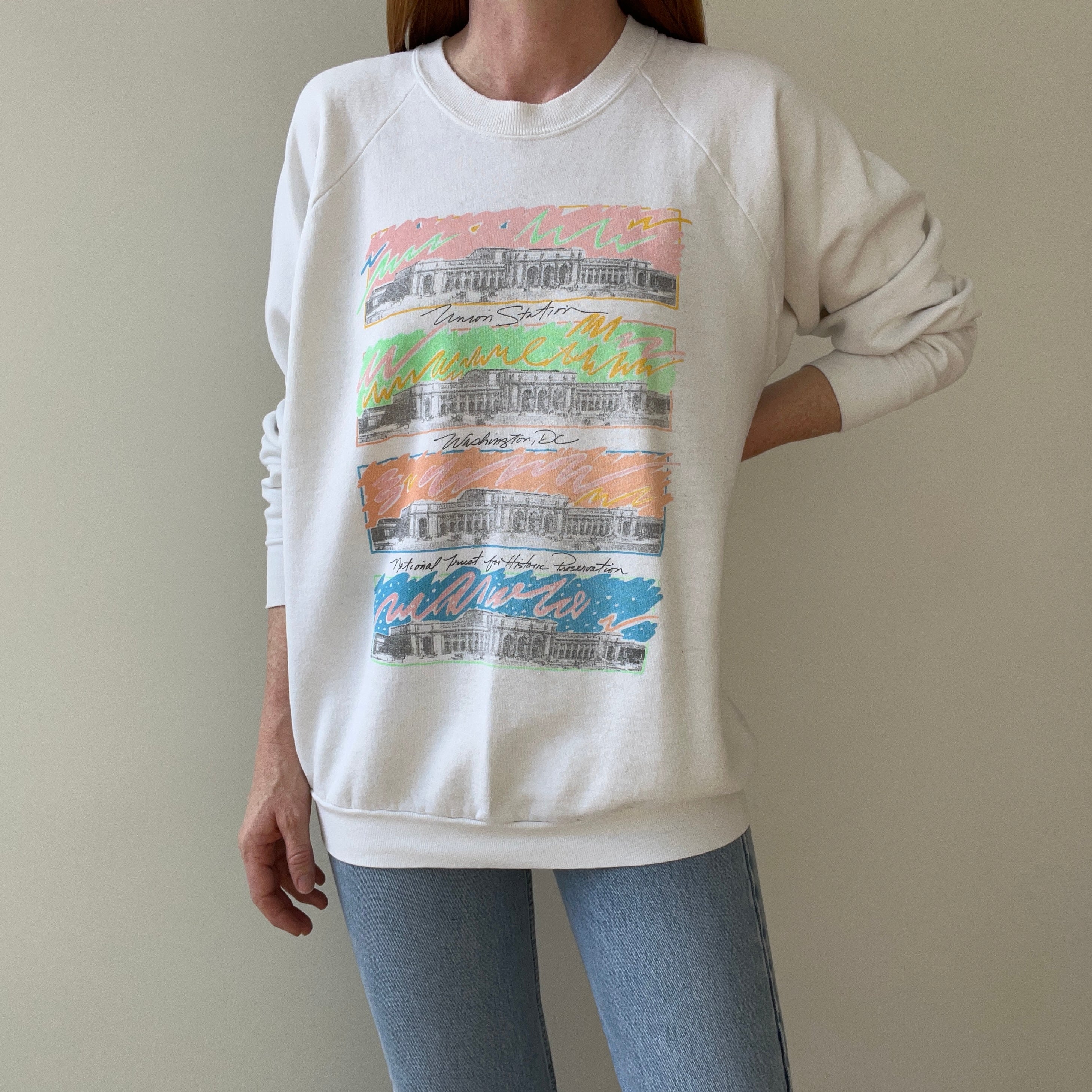 1980s Union Station, Washington DC, National Trust For Historic Preservation Thinned Out Sweatshirt