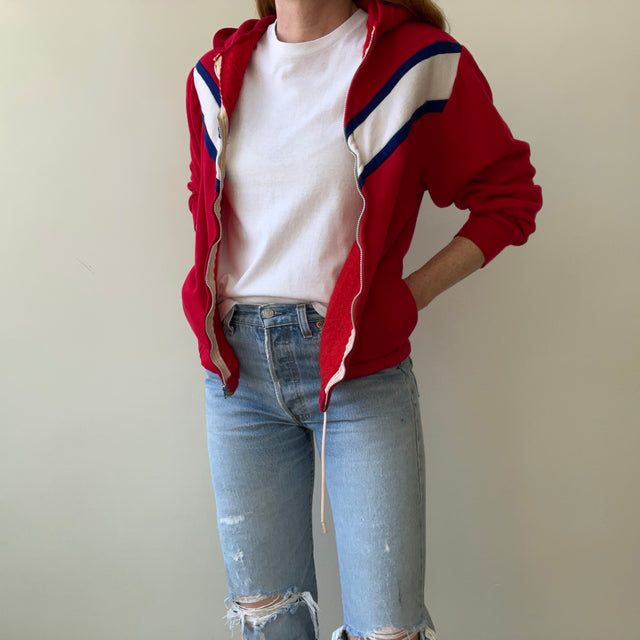 1970s Red Zip Up Hoodie