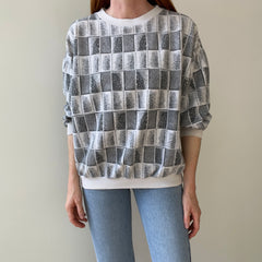 1980s Geometric Fleece-y (On The Outside) Sweatshirt with Roomy Arms