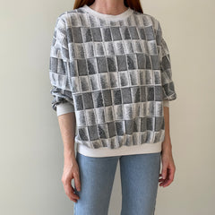 1980s Geometric Fleece-y (On The Outside) Sweatshirt with Roomy Arms