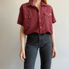 1970s Roebucks by Sears Buffalo Plaid Lightweight Blouse