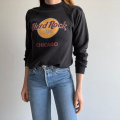 1980s Destroyed Beyond + Mended Hard Rock Cafe Chicago Sweatshirt