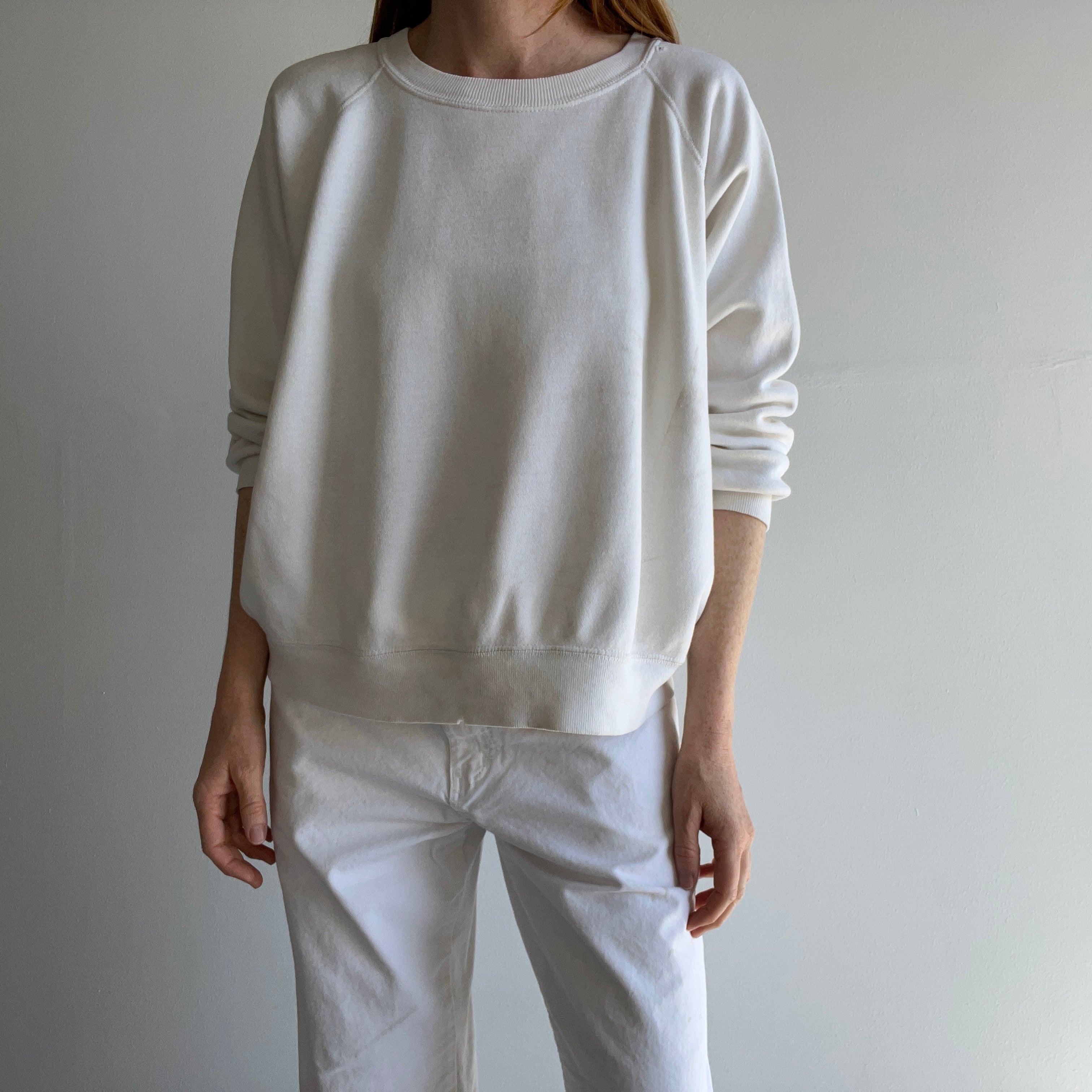 1970s Super Stained in The Best Ways Luxurious White/Ecru Sweatshirt - I want this!