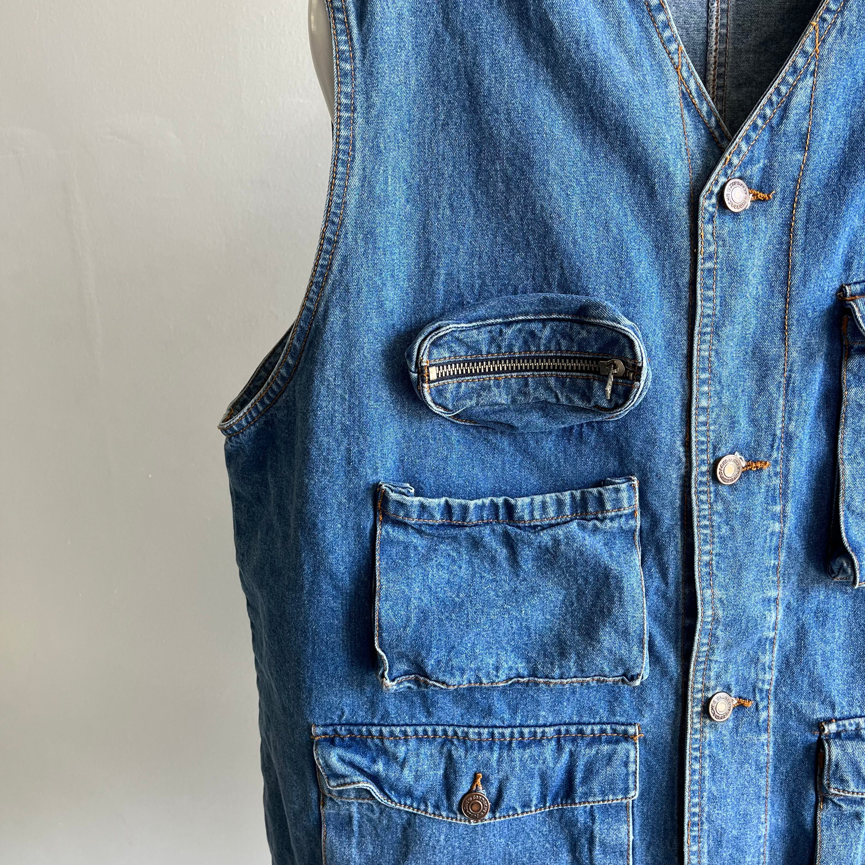 1980s Jordache Pockets on Pockets Denim Vest