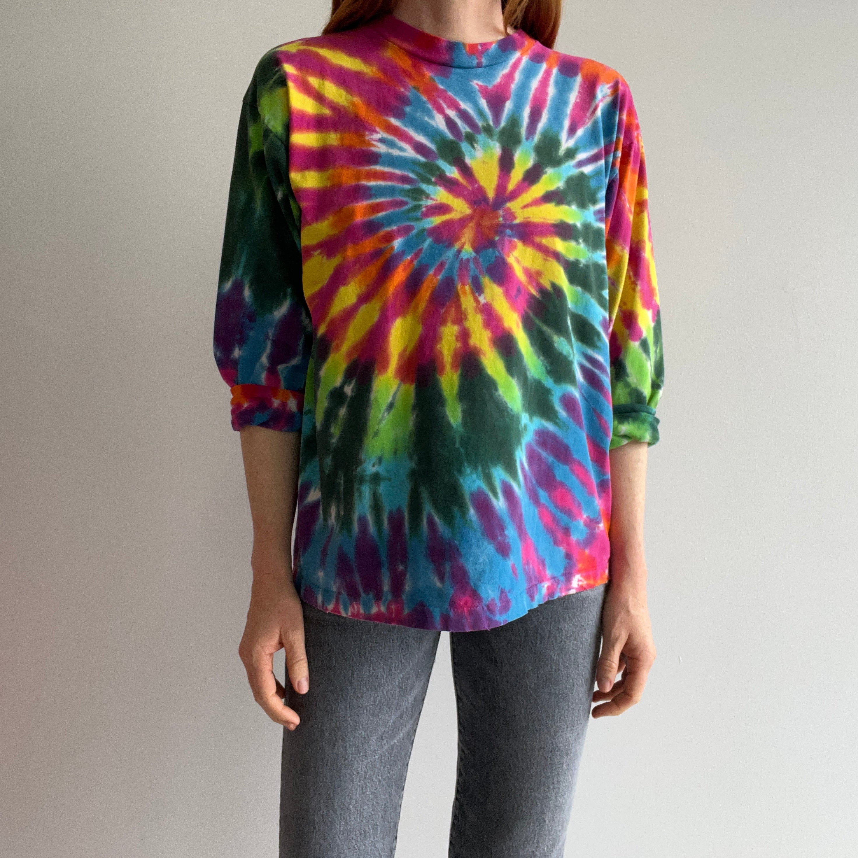 1980s Cut Long Sleeve Tie Dye T-Shirt - So Good!