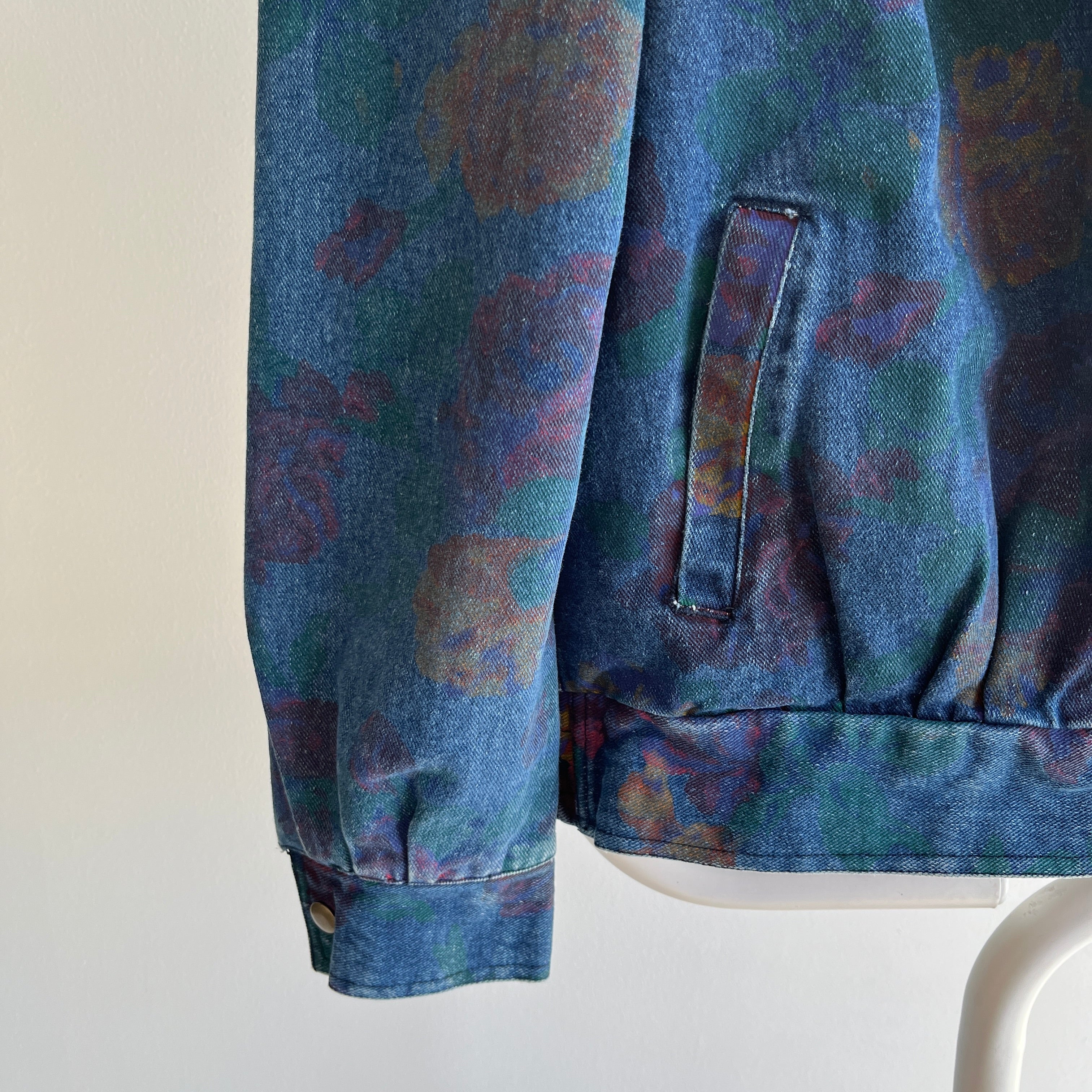 1980s Floral Puff Sleeves Babe of a Denim Jacket - !!!!!