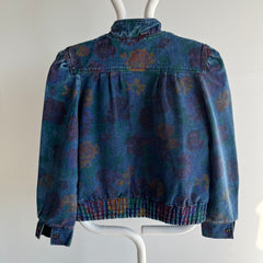 1980s Floral Puff Sleeves Babe of a Denim Jacket - !!!!!