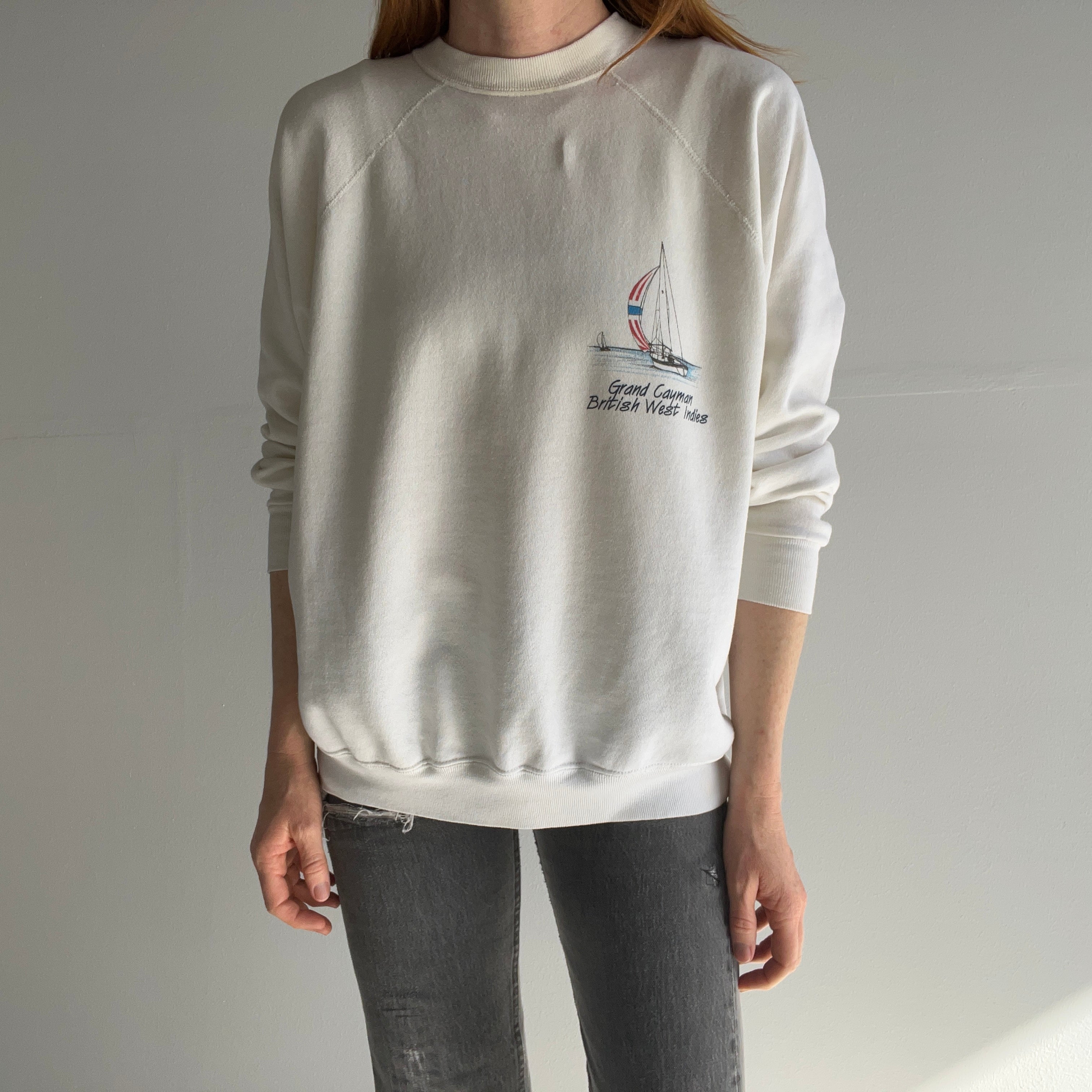 1980s Front and Back Cayman Islands British West Indies Sweatshirt - Soft and Thin