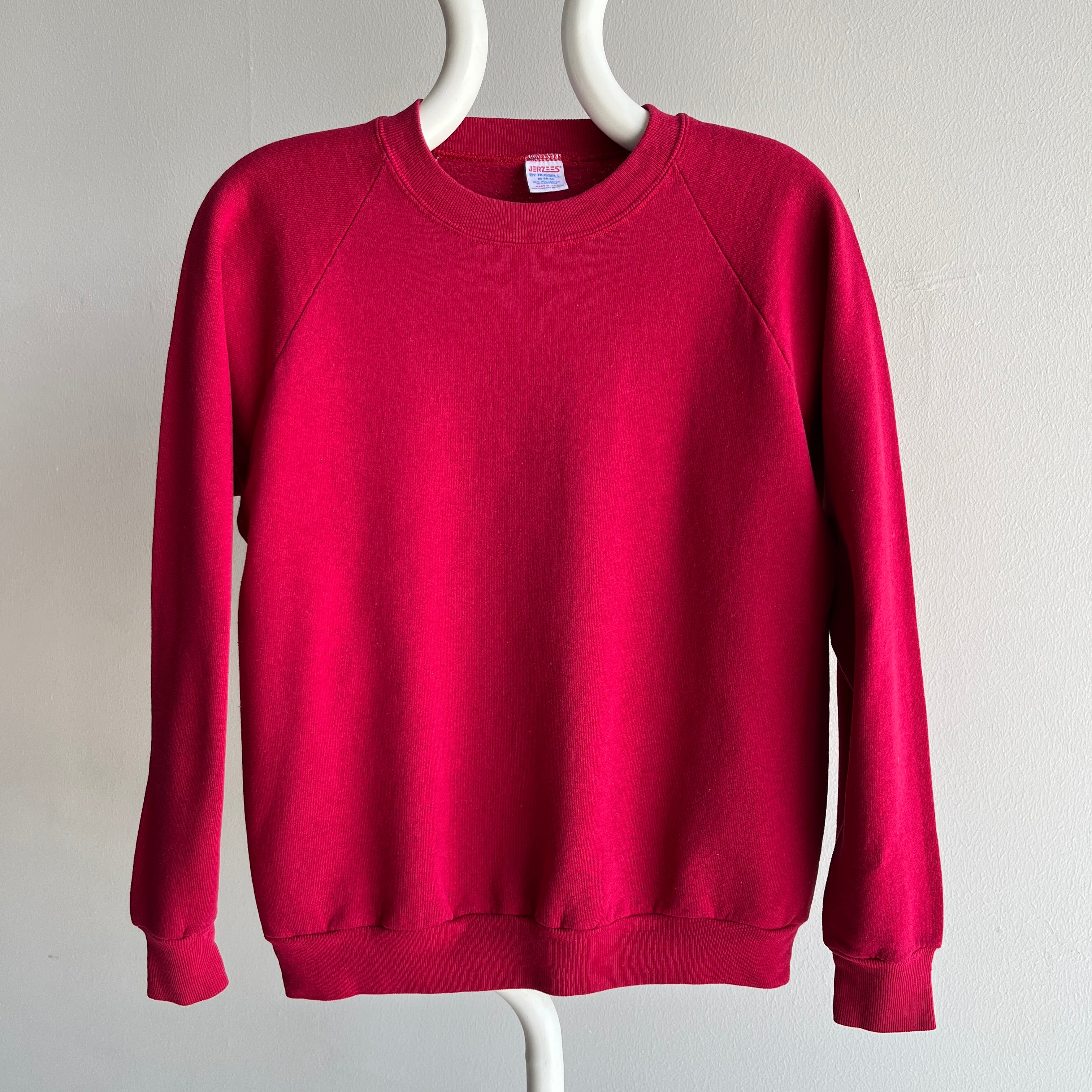 1980s Magenta Pink/Burgundy Wine Raglan Sweatshirt