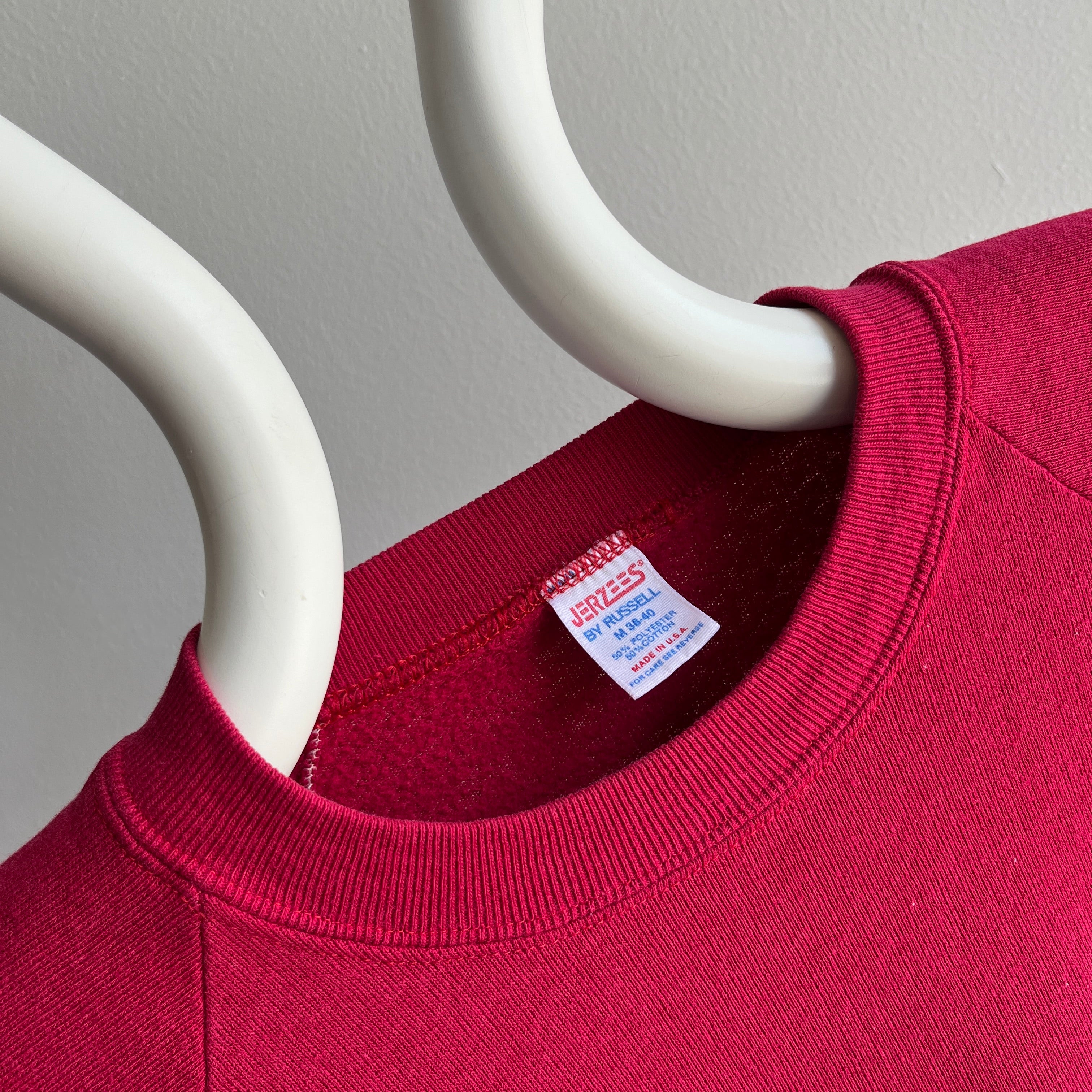 1980s Magenta Pink/Burgundy Wine Raglan Sweatshirt