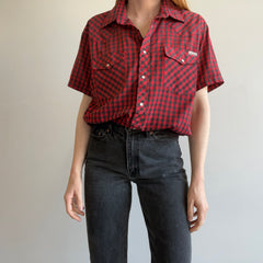 1970s Roebucks by Sears Buffalo Plaid Lightweight Blouse