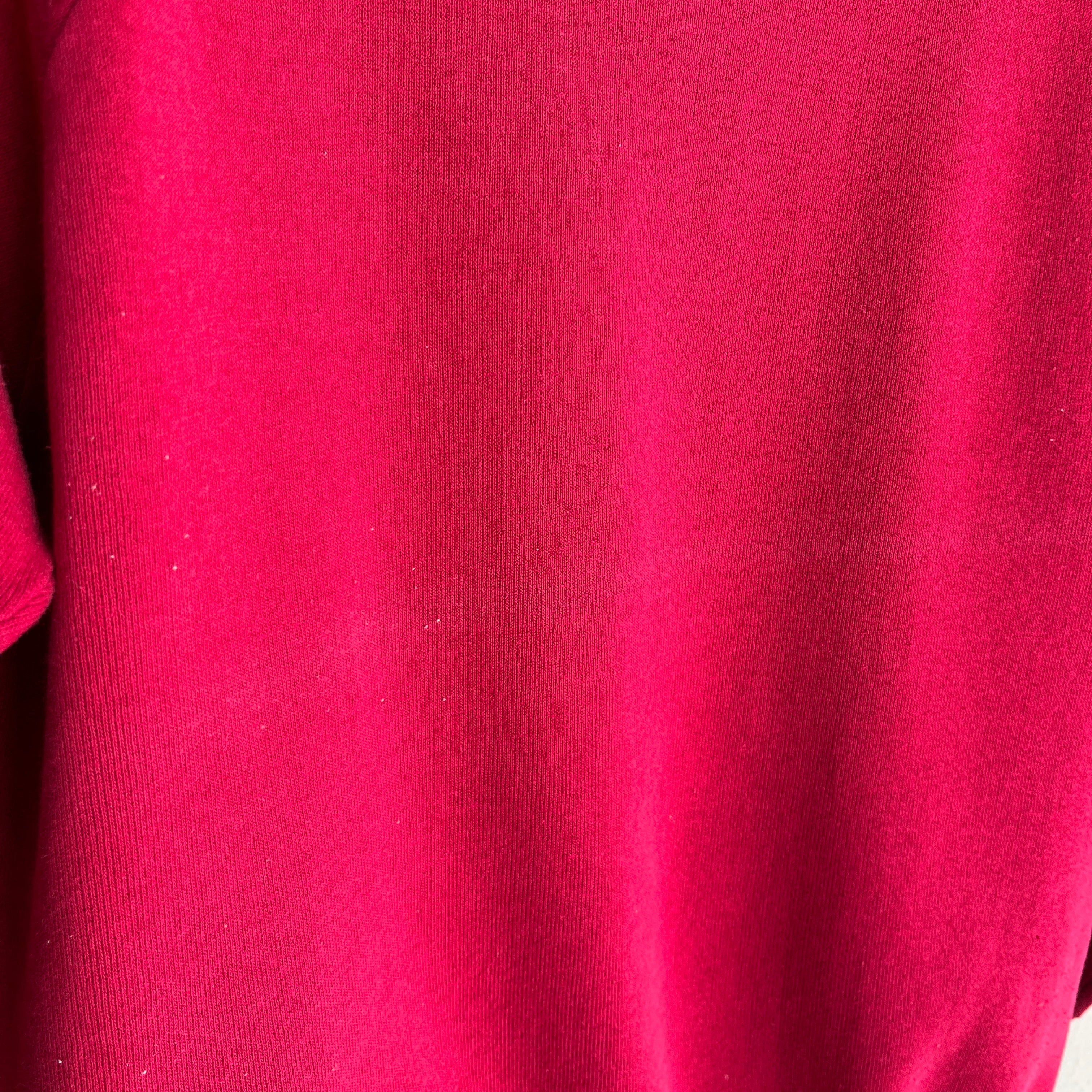 1980s Magenta Pink/Burgundy Wine Raglan Sweatshirt