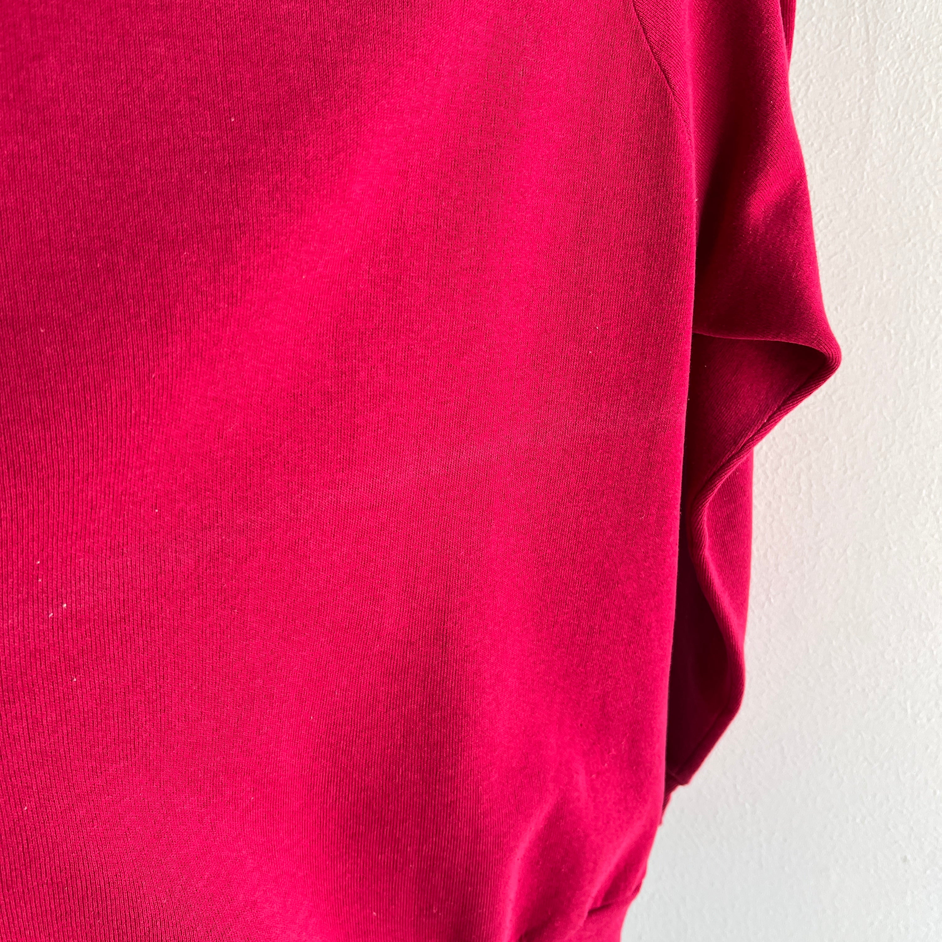 1980s Magenta Pink/Burgundy Wine Raglan Sweatshirt