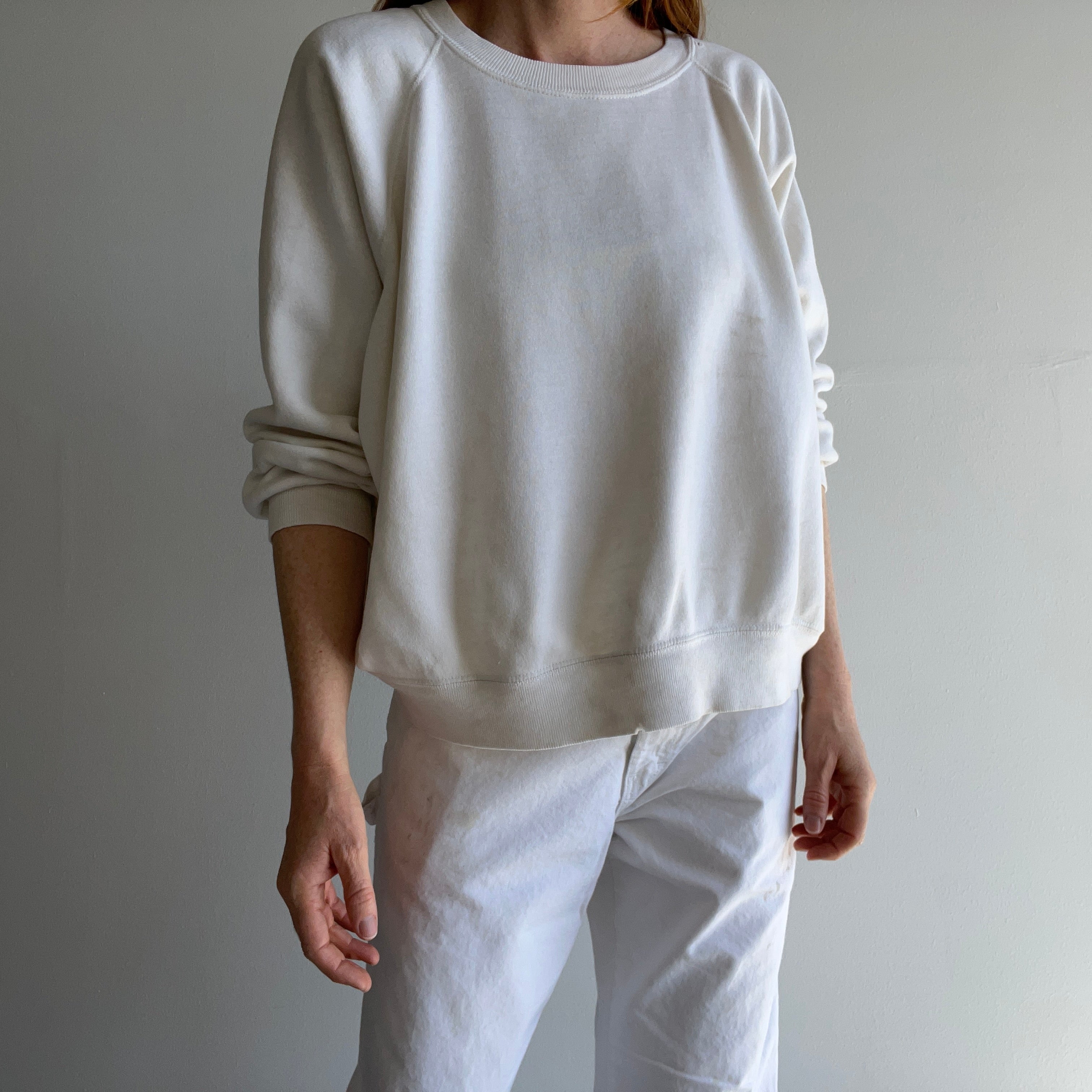 1970s Super Stained in The Best Ways Luxurious White/Ecru Sweatshirt - I want this!