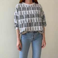 1980s Geometric Fleece-y (On The Outside) Sweatshirt with Roomy Arms