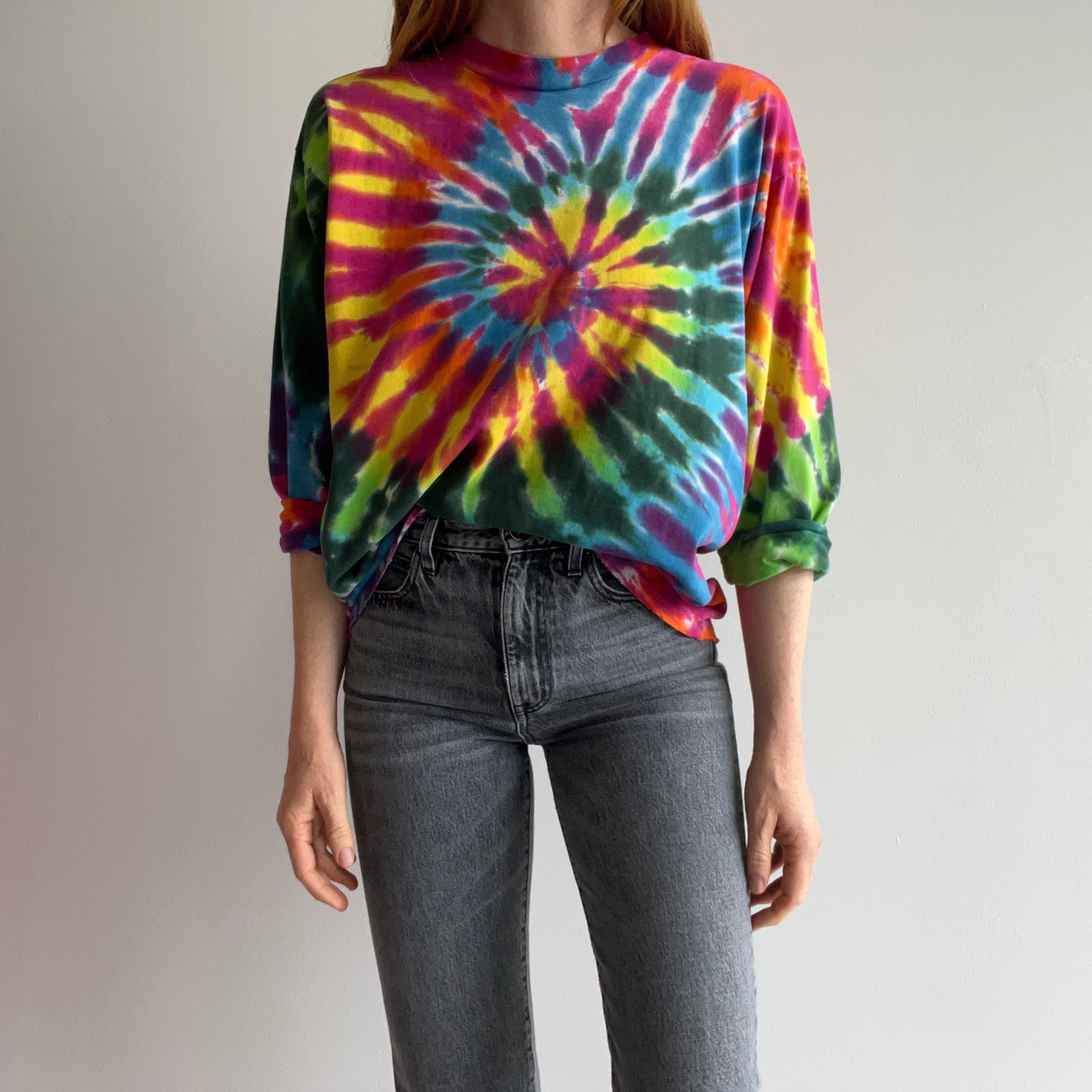 1980s Cut Long Sleeve Tie Dye T-Shirt - So Good!