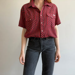 1970s Roebucks by Sears Buffalo Plaid Lightweight Blouse