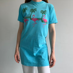 1980s Bahamas Flamingos X-Long T-Shirt Dress