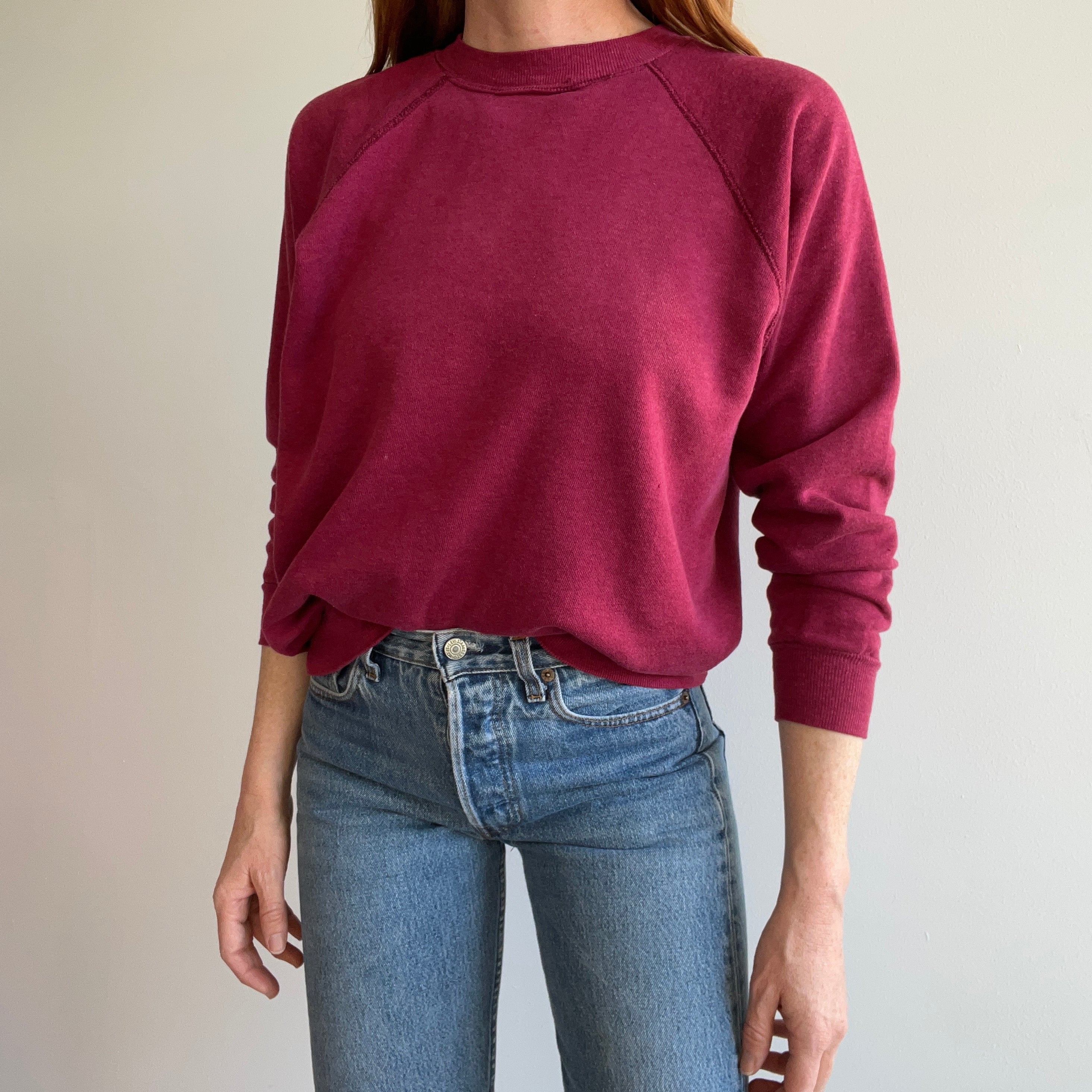 1970/80s Blank Magenta Raglan Sweatshirt