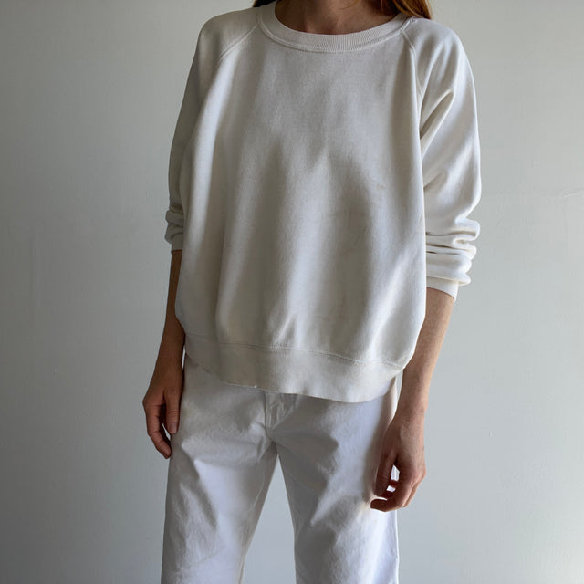 1970s Super Stained in The Best Ways Luxurious White/Ecru Sweatshirt - I want this!