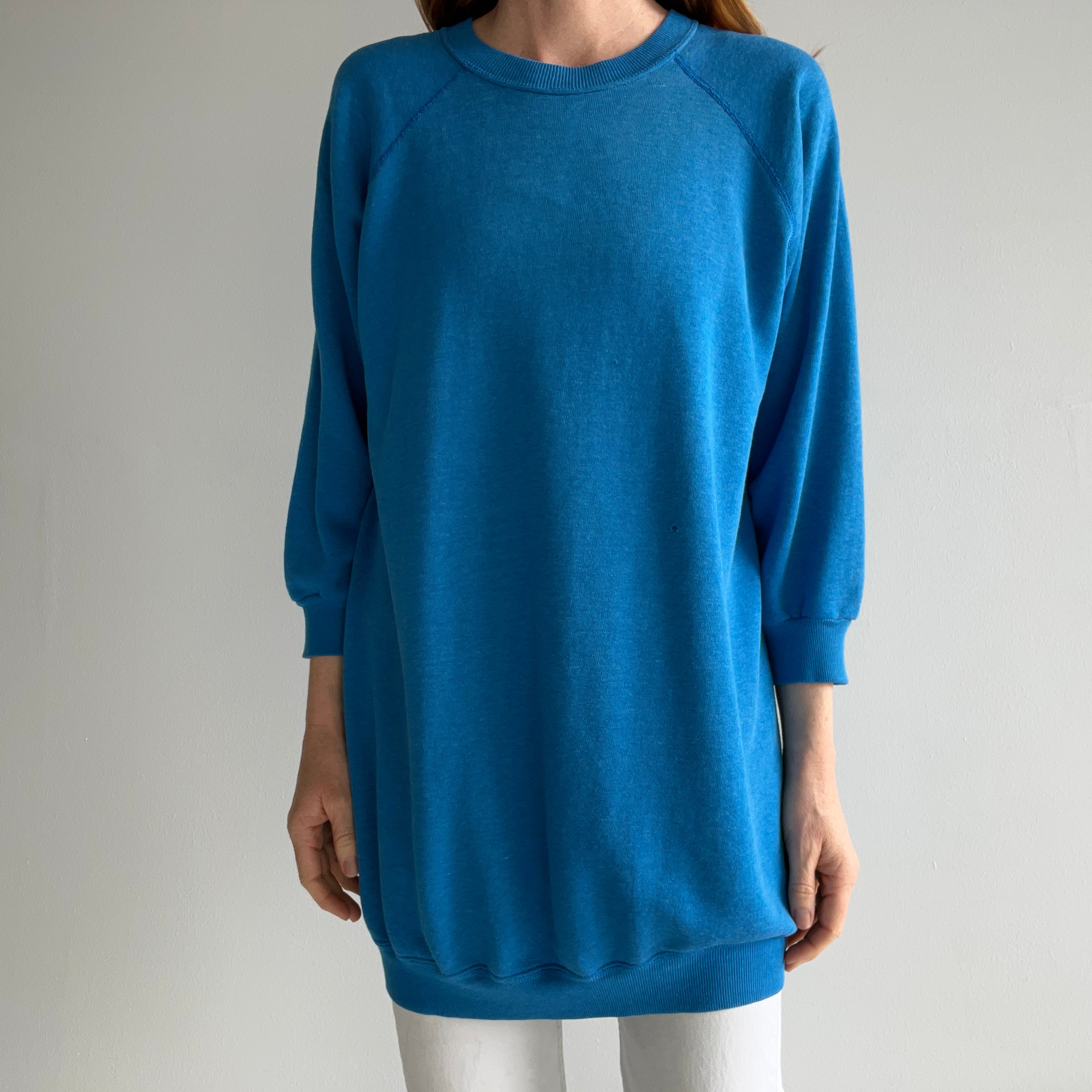 1980s Blank Blue Super Soft Sweatshirt Dress