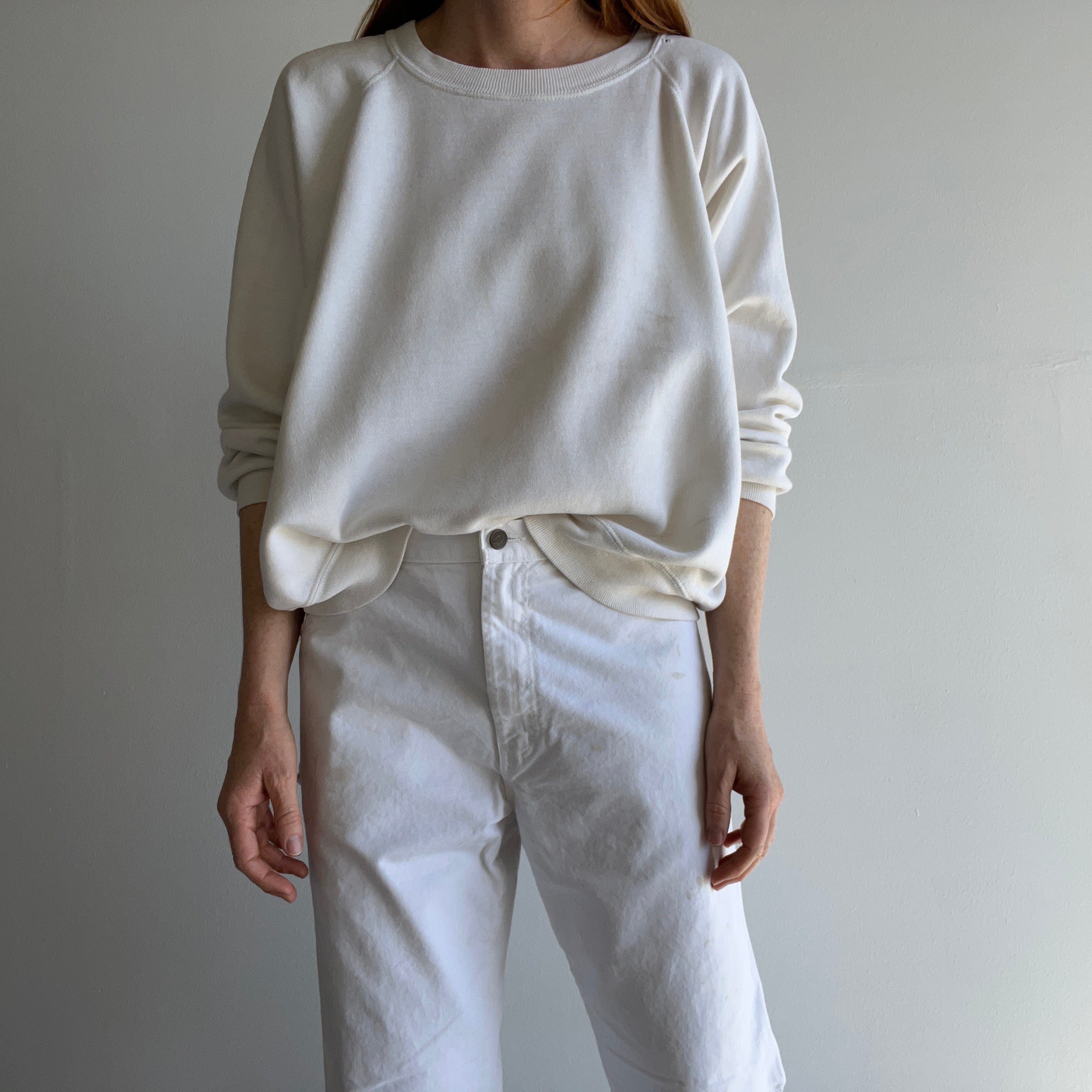 1970s Super Stained in The Best Ways Luxurious White/Ecru Sweatshirt - I want this!