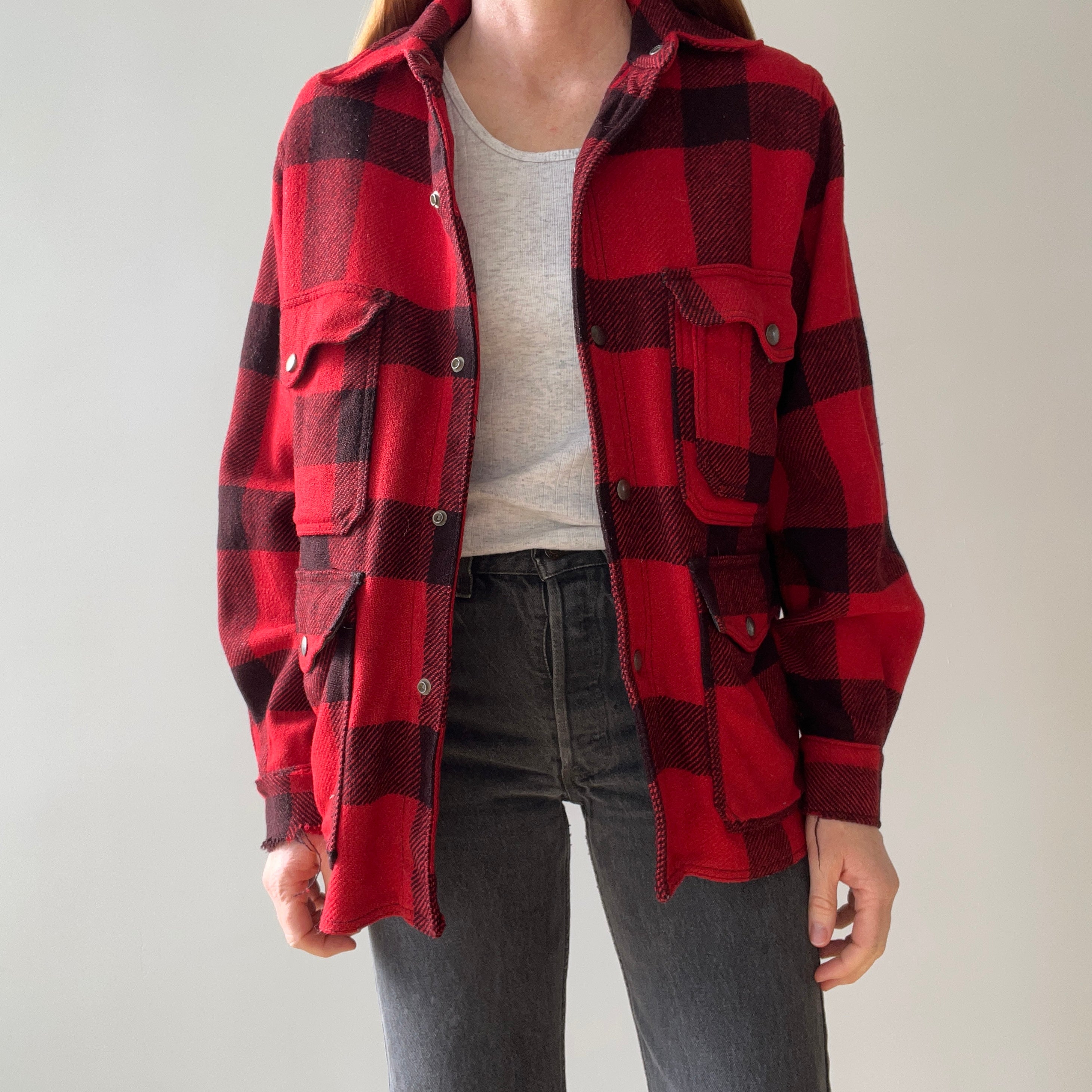 1970s Wool Buffalo Plaid Hunting Jacket - Lighter weight - Trashed