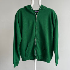 1970s Zip Up Green Acrylic Zip Up Hoodie - Excellent Cond.