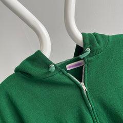 1970s Zip Up Green Acrylic Zip Up Hoodie - Excellent Cond.