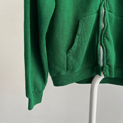 1970s Zip Up Green Acrylic Zip Up Hoodie - Excellent Cond.
