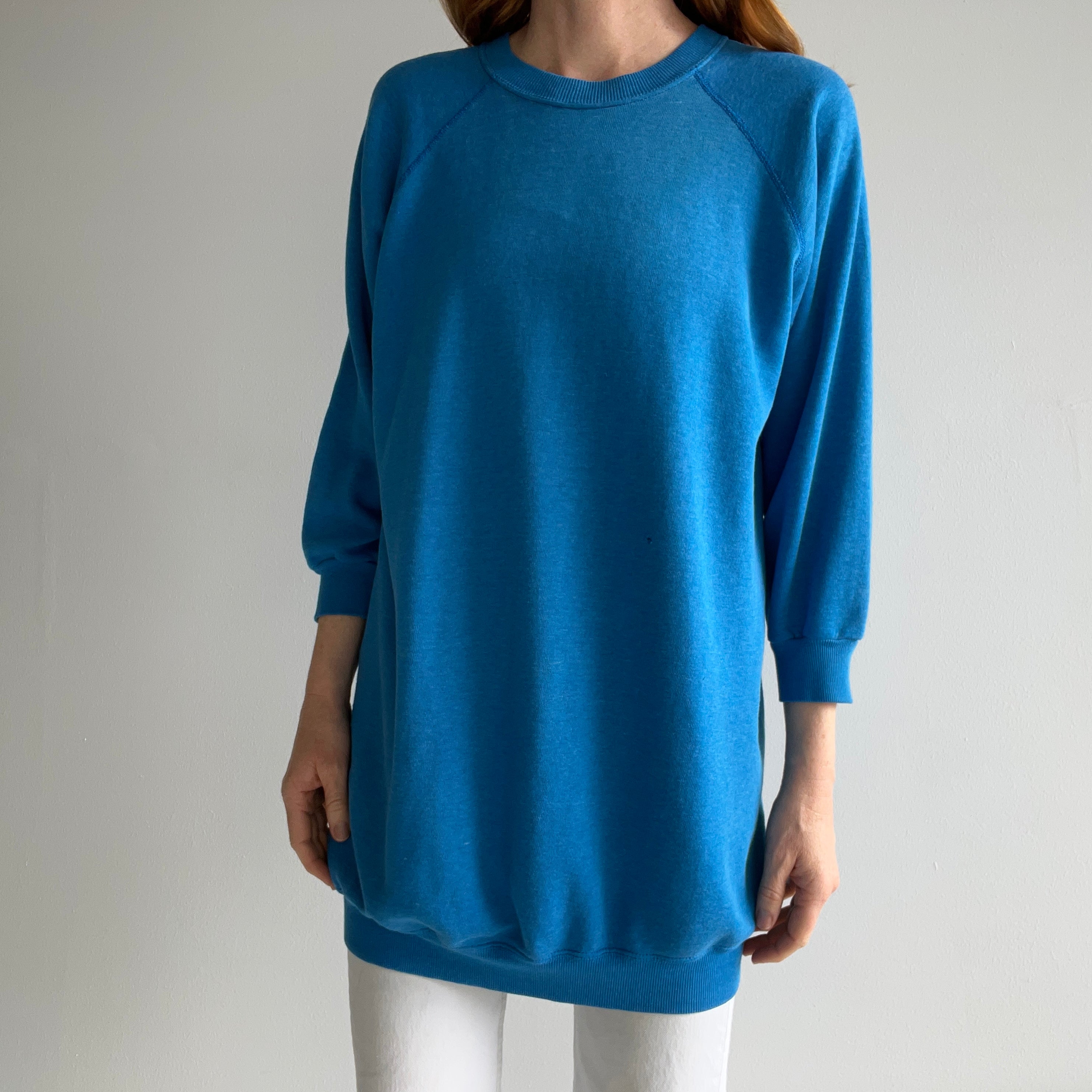 1980s Blank Blue Super Soft Sweatshirt Dress