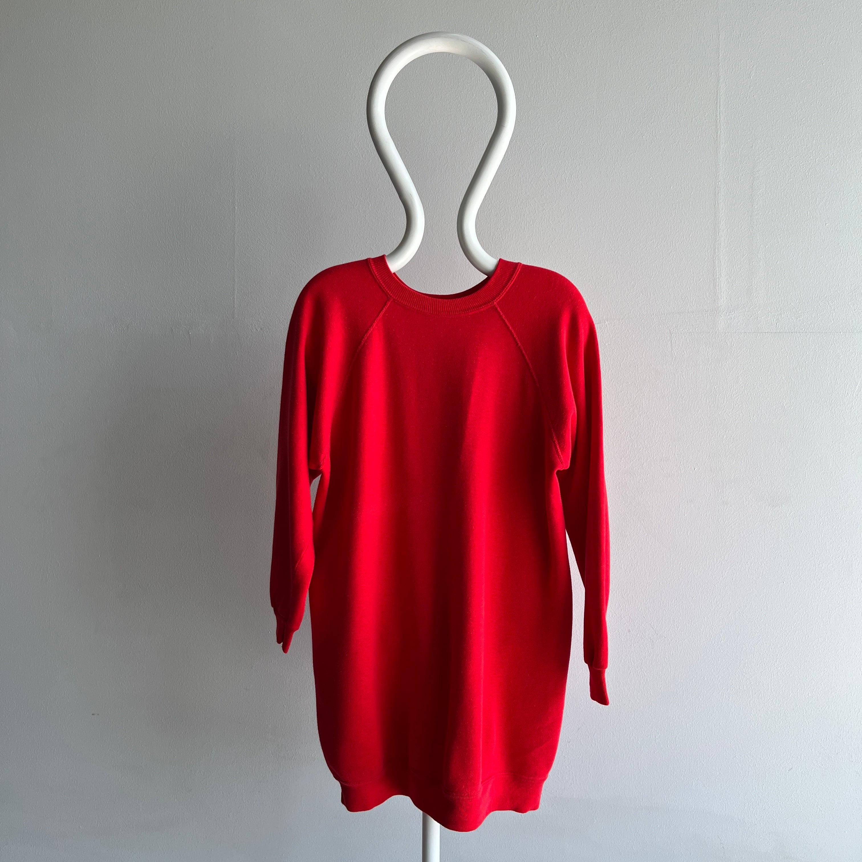 1980s Super Soft Red Sweatshirt Dress by Bassett Walker