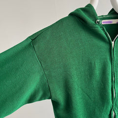 1970s Zip Up Green Acrylic Zip Up Hoodie - Excellent Cond.