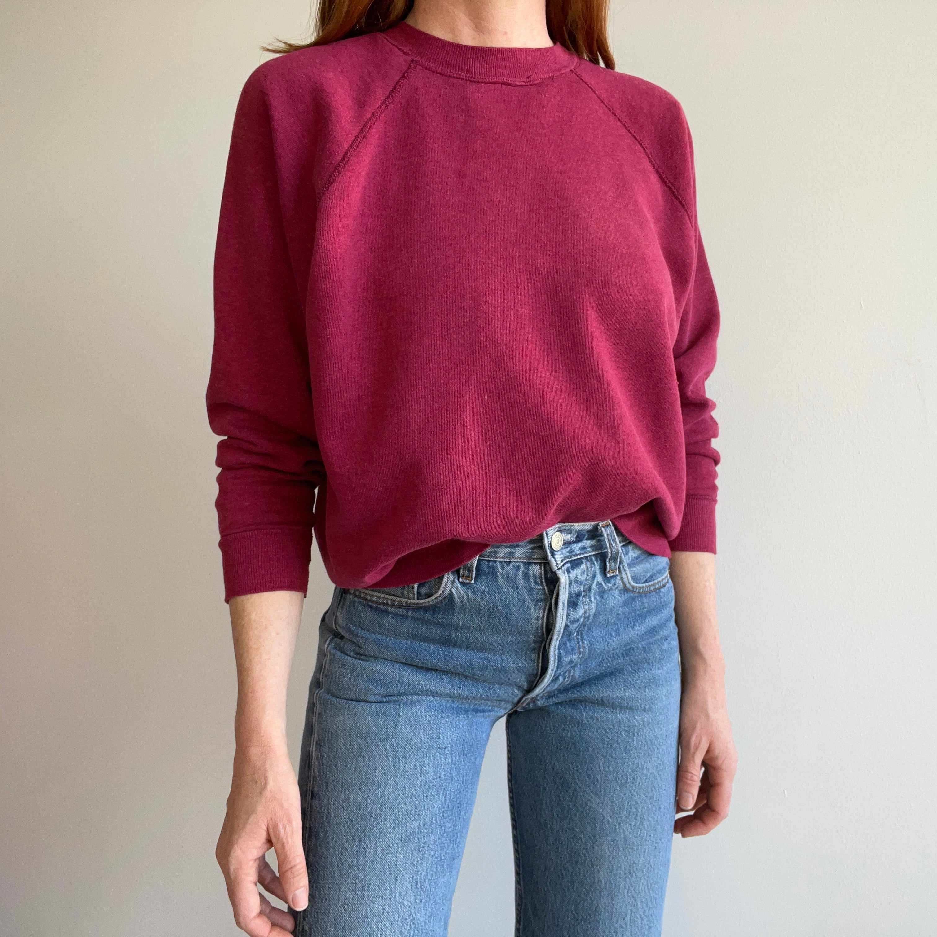 1970/80s Blank Magenta Raglan Sweatshirt