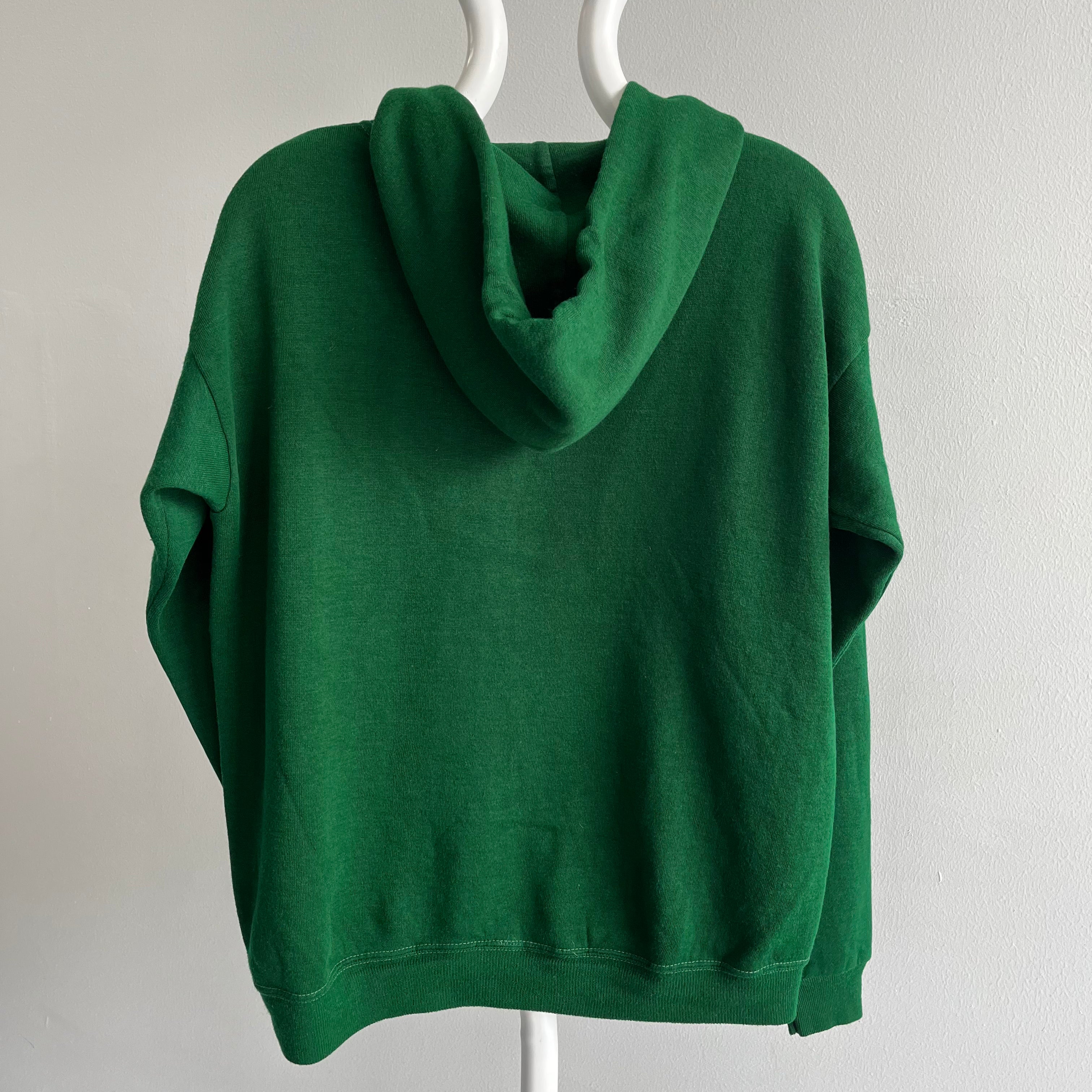 1970s Zip Up Green Acrylic Zip Up Hoodie - Excellent Cond.