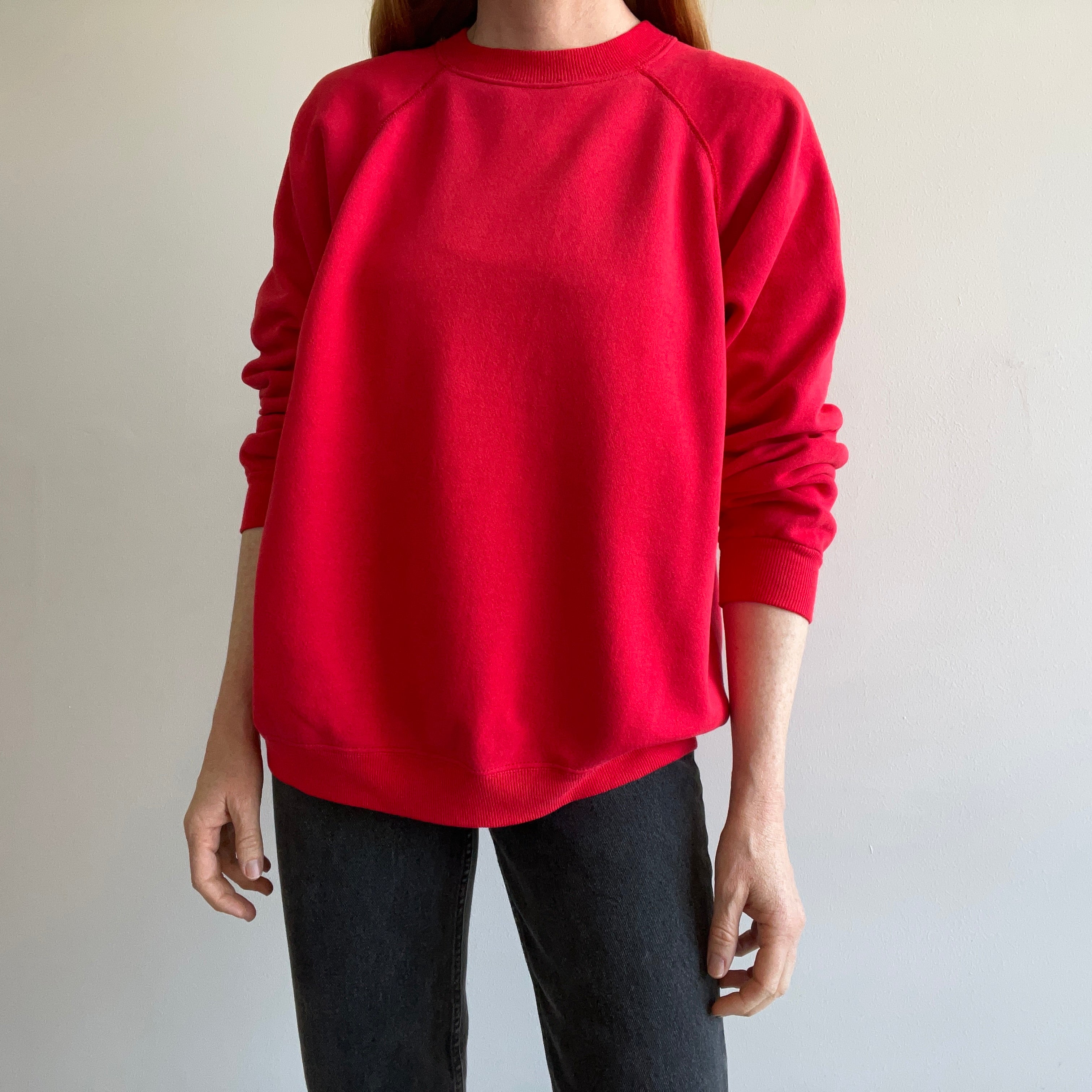 NOS Deadstock Hanes Her Way Vintage Sweatshirt Red Soft 80s 90s