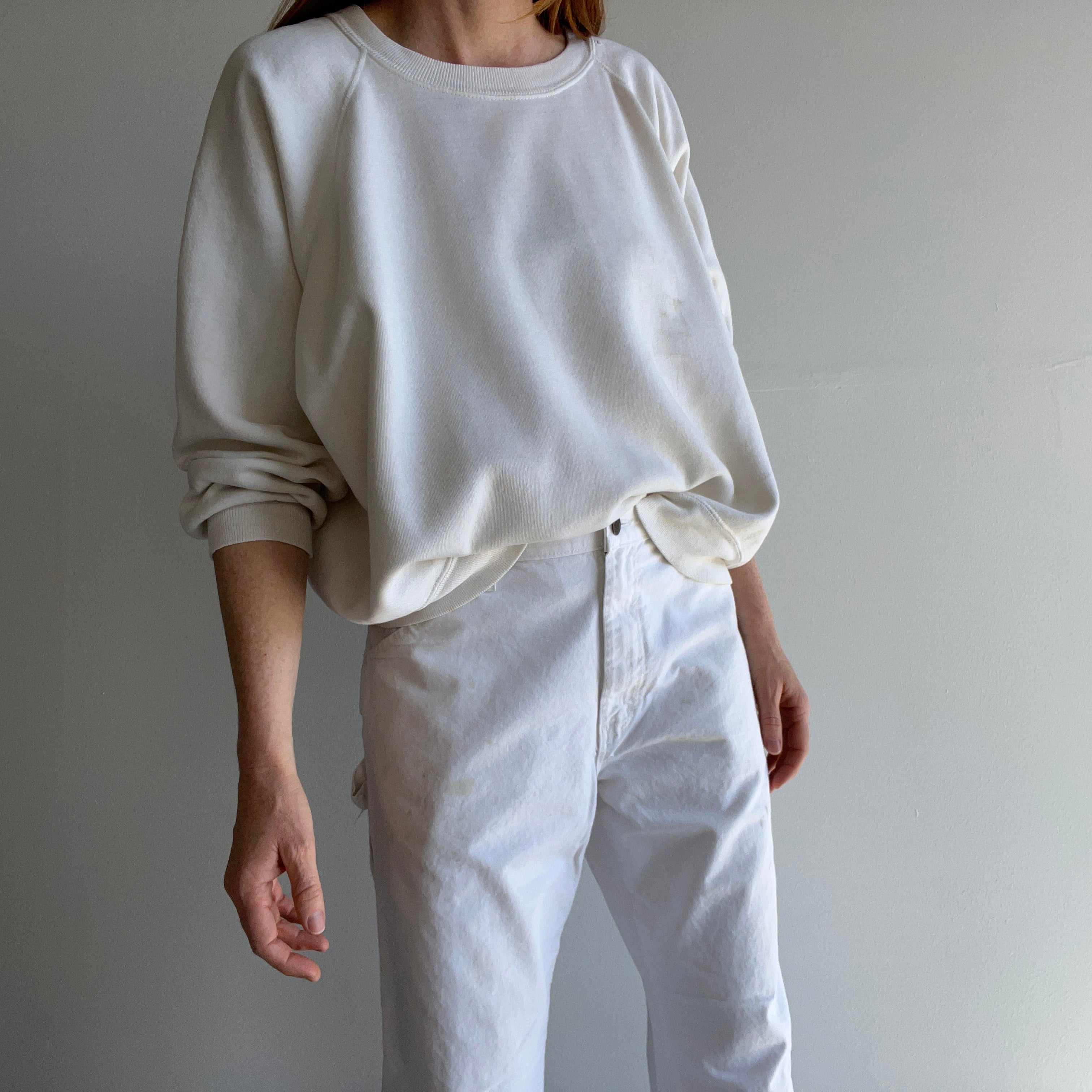 1970s Super Stained in The Best Ways Luxurious White/Ecru Sweatshirt - I want this!